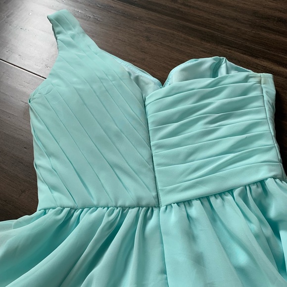 MORI LEE BY MADELINE GARDNER - light aqua / Tiffany blue mini bridesmaid dress - Picture 11 of 16